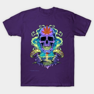 Purple Cannabis Skull with Mushrooms T-Shirt